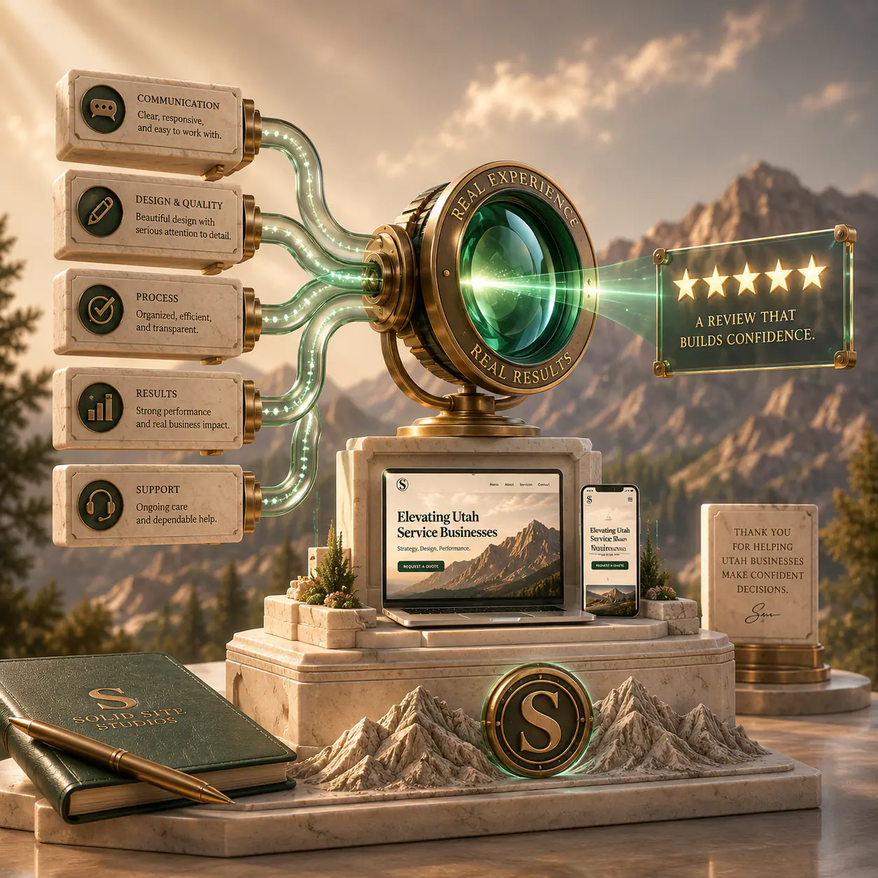 Five-star customer review system highlighting trust, proof, and local reputation